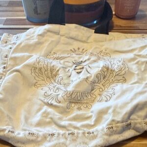White Tote Bag with Bee Design